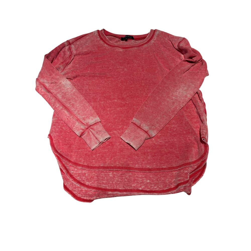 Ocean Drive Distressed Red Sweatshirt Women's Medium Curved Hem Coastal Boho